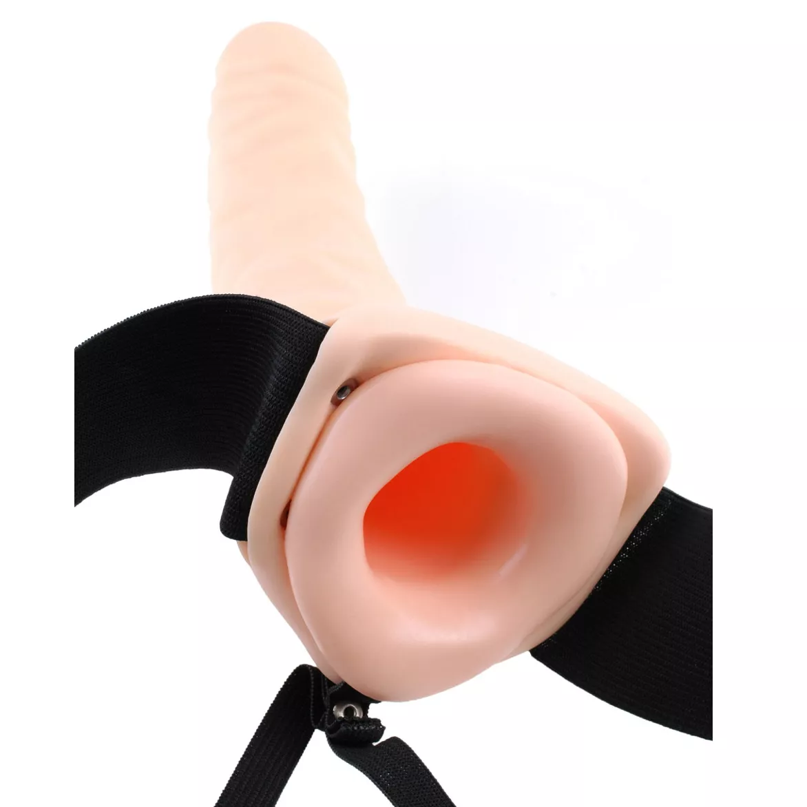 ТЕЛЕСНЫЙ ПОЛЫЙ СТРАПОН С ВИБРАЦИЕЙ 8  VIBRATING HOLLOW STRAP-ON - 20,5 СМ.. Вид 2.