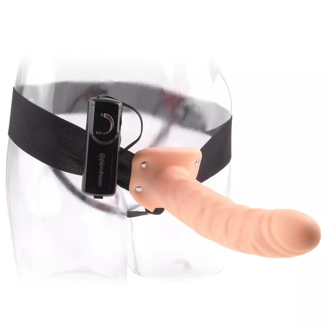 ТЕЛЕСНЫЙ ПОЛЫЙ СТРАПОН С ВИБРАЦИЕЙ 8  VIBRATING HOLLOW STRAP-ON - 20,5 СМ.. Вид 3.