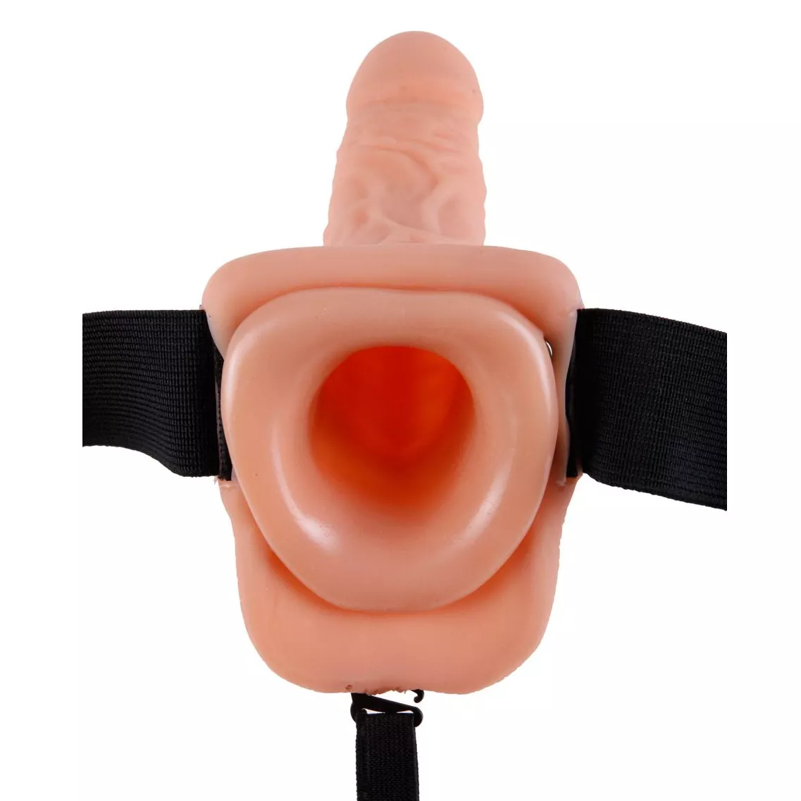 ТЕЛЕСНЫЙ ПОЛЫЙ СТРАПОН С ВИБРАЦИЕЙ VIBRATING HOLLOW STRAP-ON WITH BALLS - 24 СМ.. Вид 4.