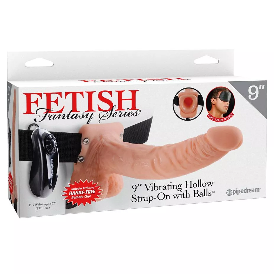 ТЕЛЕСНЫЙ ПОЛЫЙ СТРАПОН С ВИБРАЦИЕЙ VIBRATING HOLLOW STRAP-ON WITH BALLS - 24 СМ.. Вид 5.