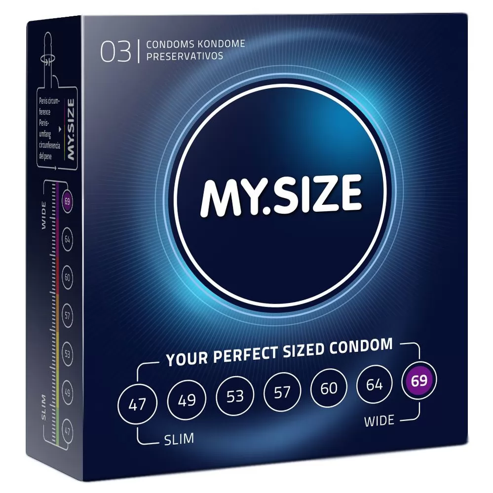 БОЛЬШИЕ КОНДОМЫ MY.SIZE ШИРИНОЙ 69 ММ (3 ШТ.). Вид 1.