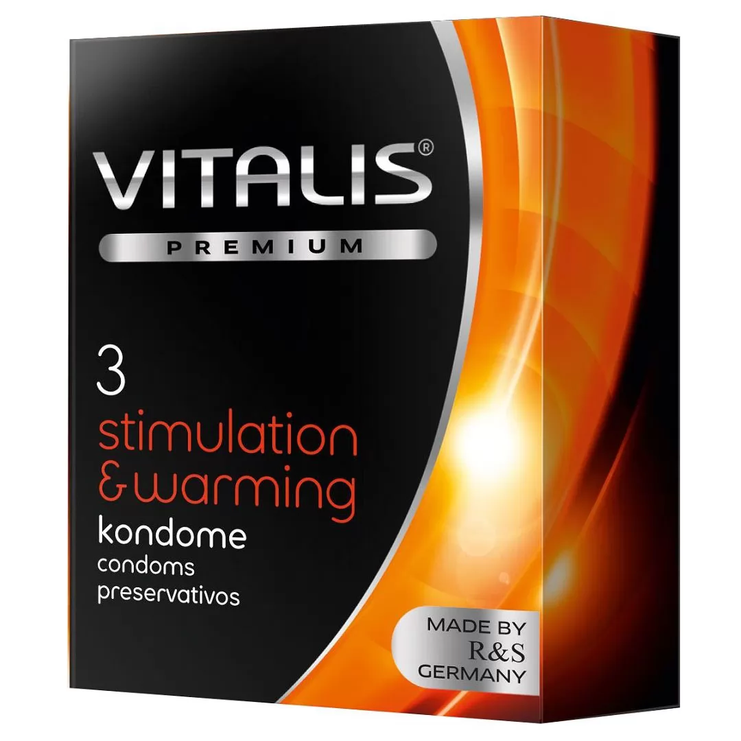 КОНДОМЫ VITALIS PREMIUM С СОГРЕВАЮЩИМ ЭФФЕКТОМ (3 ШТ.). Вид 1.