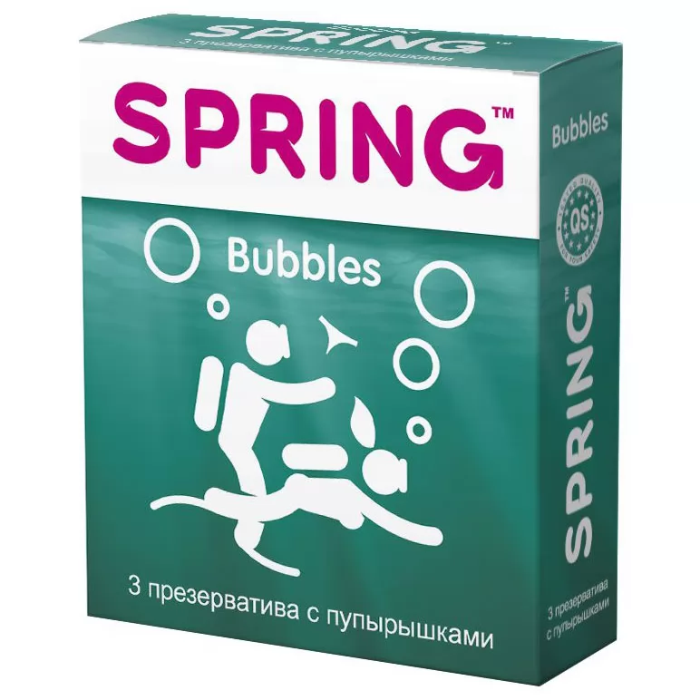 ПРЕЗЕРВАТИВЫ SPRING BUBBLES С ПУПЫРЫШКАМИ (3 ШТ.). Вид 1.