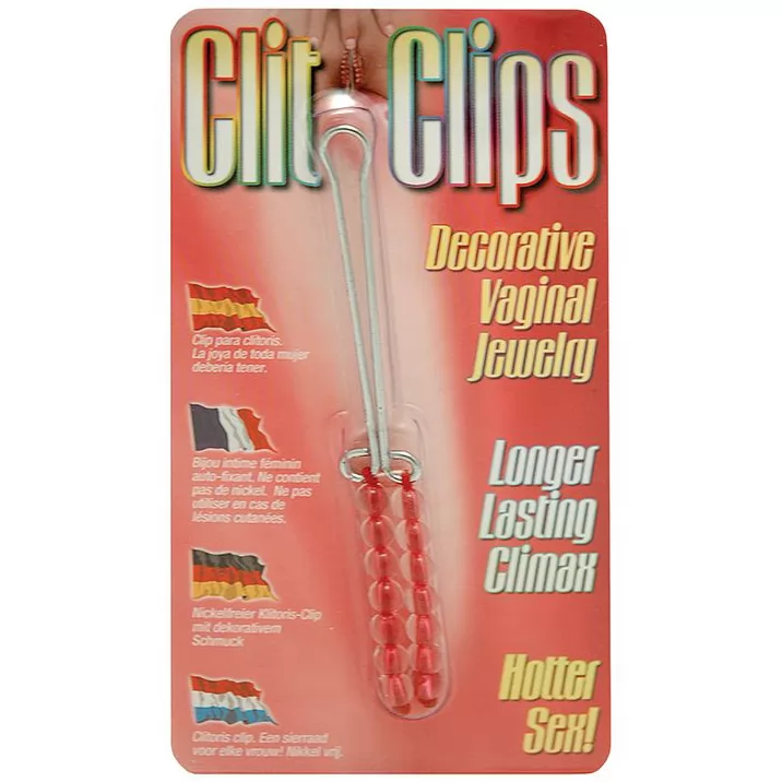 ЗАЖИМ НА КЛИТОР С КРАСНЫМИ БУСИНАМИ CLIT CLIPS RED. Вид 2.