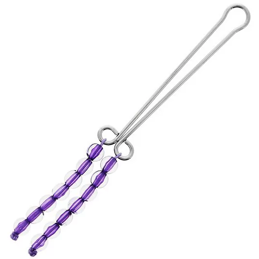 ЗАЖИМ НА КЛИТОР С ФИОЛЕТОВЫМИ БУСИНАМИ CLIT CLIPS PURPLE. Вид 1.