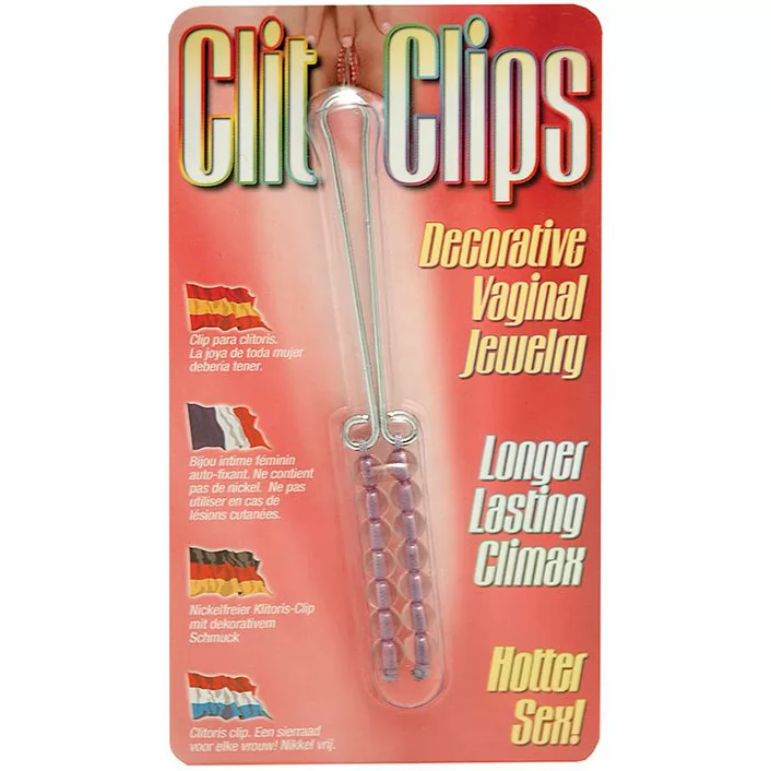 ЗАЖИМ НА КЛИТОР С ФИОЛЕТОВЫМИ БУСИНАМИ CLIT CLIPS PURPLE. Вид 2.