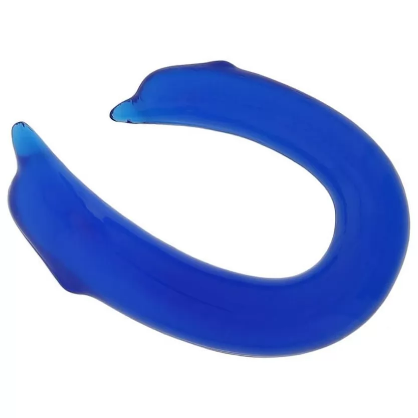 ДВУСТОРОННИЙ ДИЛДО DOUBLE ENDED DOLPHIN CLEAR BLUE (29 СМ). Вид 1.