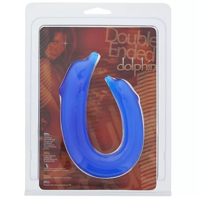 ДВУСТОРОННИЙ ДИЛДО DOUBLE ENDED DOLPHIN CLEAR BLUE (29 СМ). Вид 2.