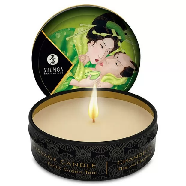 МАССАЖНАЯ СВЕЧА EXOTIC GREEN TEA С АРОМАТОМ ЗЕЛЁНОГО ЧАЯ (30 МЛ). Вид 1.