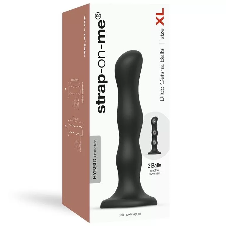 ЧЕРНАЯ НАСАДКА STRAP-ON-ME DILDO GEISHA BALLS SIZE XL. Вид 3.
