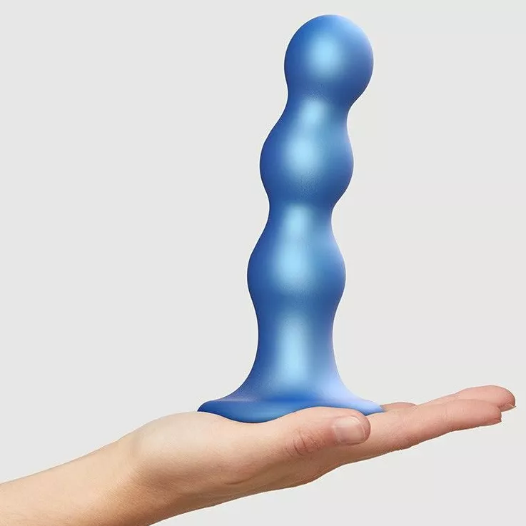 ГОЛУБАЯ НАСАДКА STRAP-ON-ME DILDO PLUG BALLS SIZE L. Вид 2.