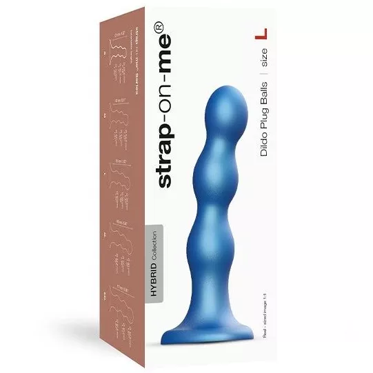 ГОЛУБАЯ НАСАДКА STRAP-ON-ME DILDO PLUG BALLS SIZE L. Вид 4.