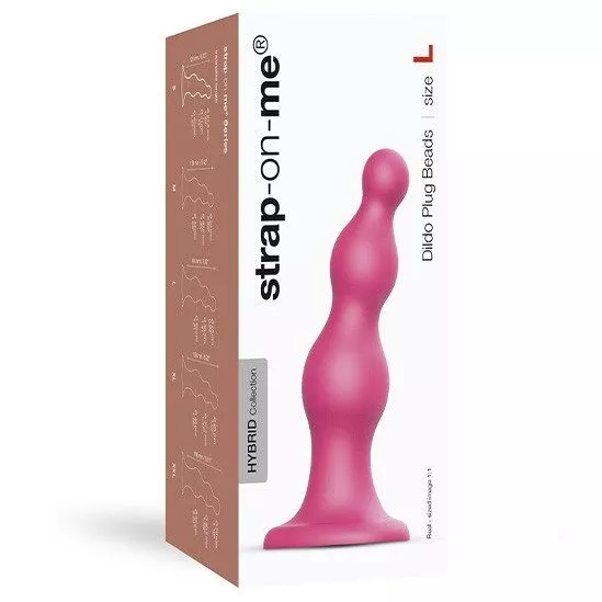 РОЗОВАЯ НАСАДКА STRAP-ON-ME DILDO PLUG BEADS SIZE L. Вид 3.
