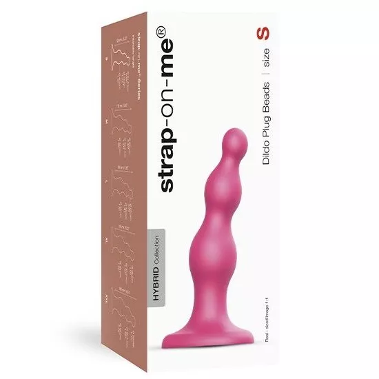 РОЗОВАЯ НАСАДКА STRAP-ON-ME DILDO PLUG BEADS SIZE S. Вид 2.