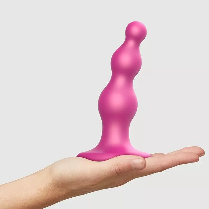 РОЗОВАЯ НАСАДКА STRAP-ON-ME DILDO PLUG BEADS SIZE S. Вид 3.