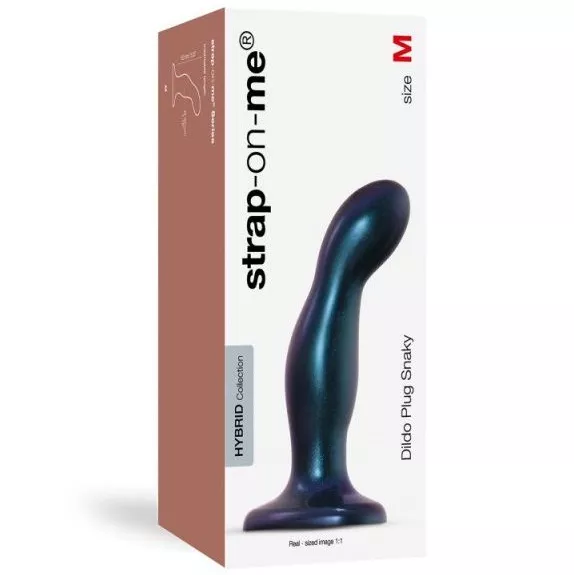 ТЕМНО-СИНЯЯ НАСАДКА STRAP-ON-ME DILDO PLUG SNAKY SIZE M. Вид 1.