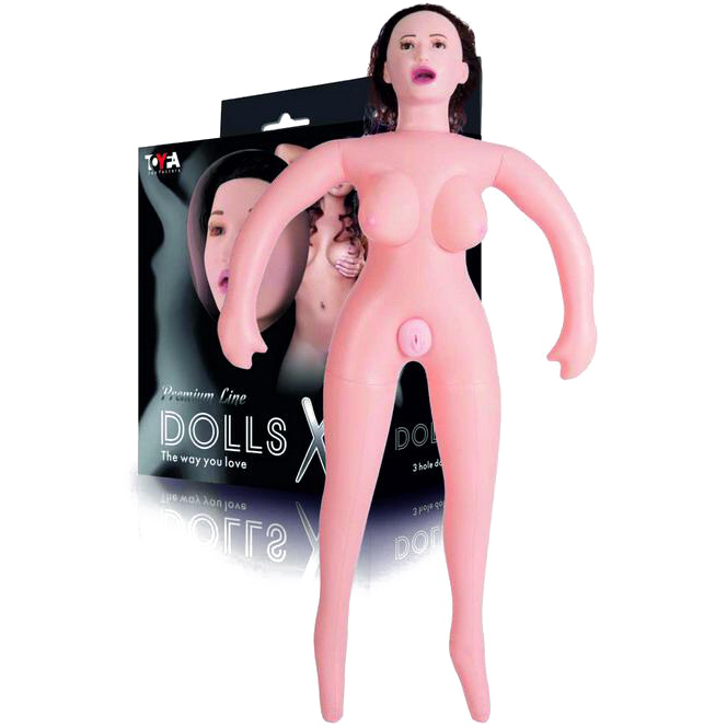 Надувная секс-кукла брюнетка с реалистичной головой. Вид 1.