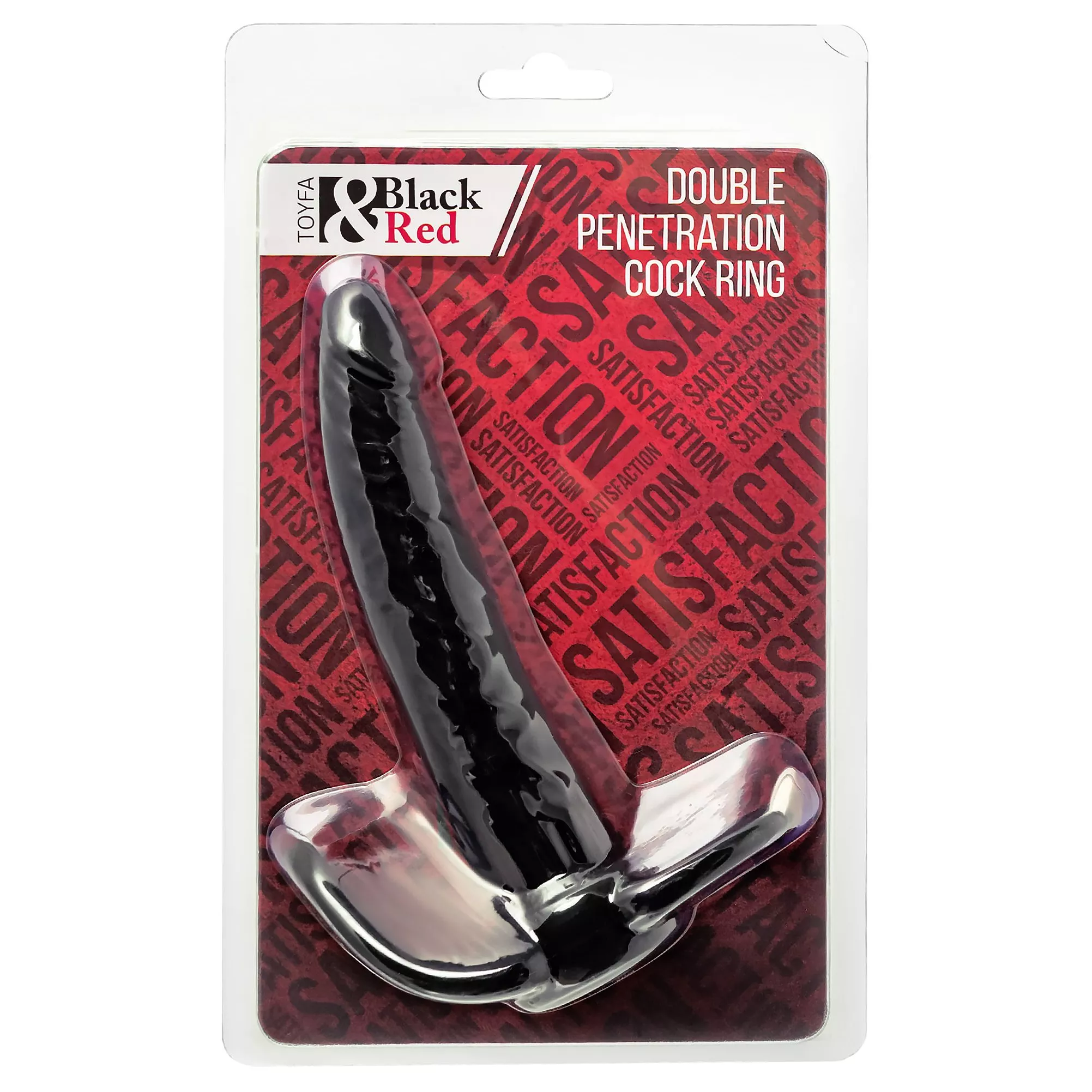 ЧЕРНАЯ НАСАДКА НА ПЕНИС ДЛЯ ДВОЙНОГО ПРОНИКНОВЕНИЯ BLACK RED 16,5 СМ. Вид 9.