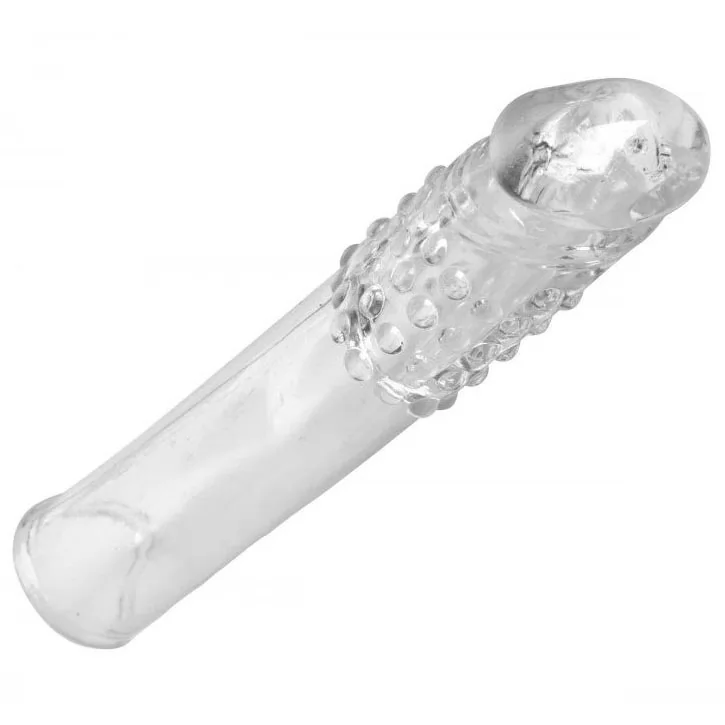 УДЛИНЯЮЩАЯ НАСАДКА THICK STICK CLEAR TEXTURED PENIS EXTENDER (18 СМ). Вид 1.