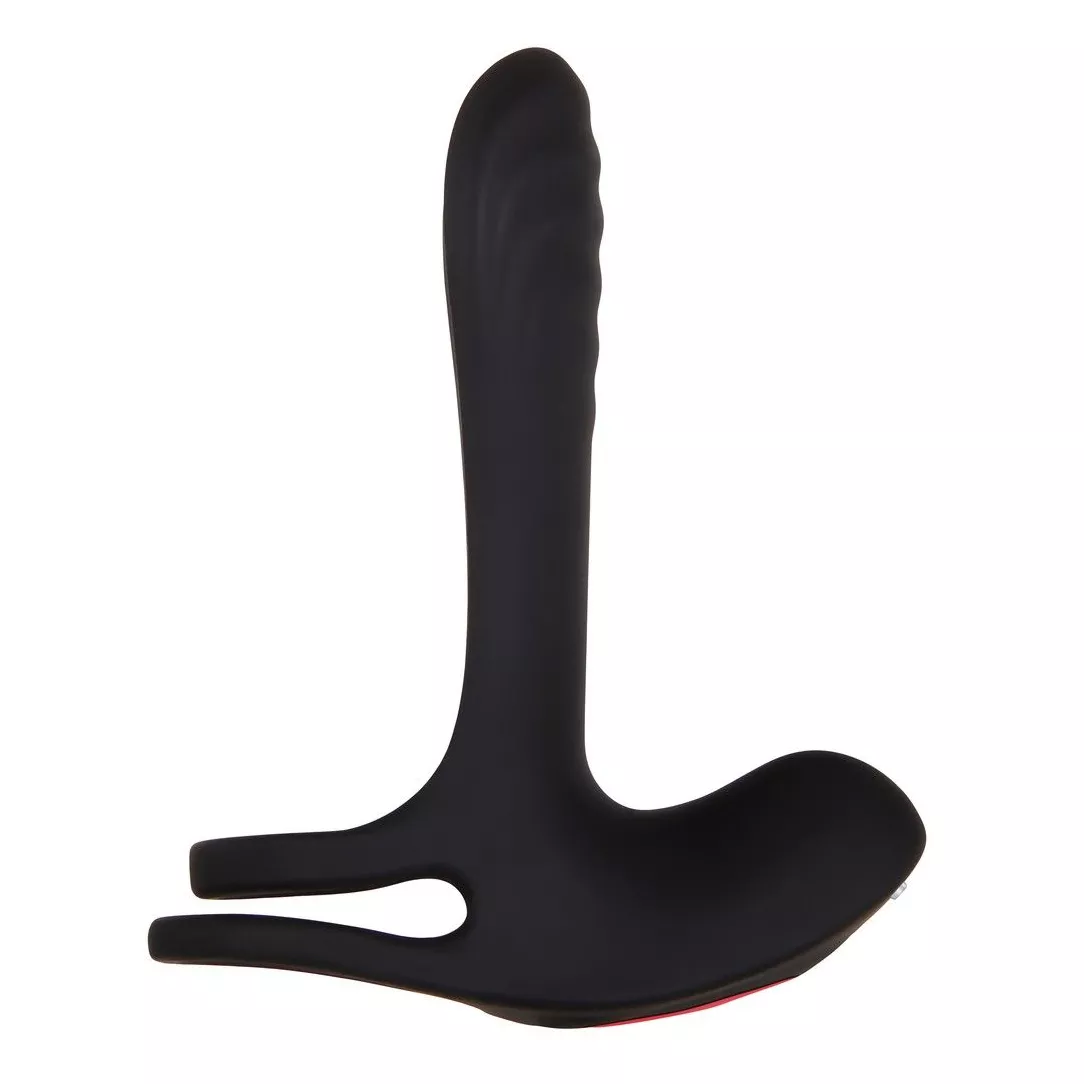 ЧЕРНАЯ НАСАДКА-ЭРЕКТОР С ПУЛЬТОМ ДУ VIBRATING GIRTH ENHANCER. Вид 5.